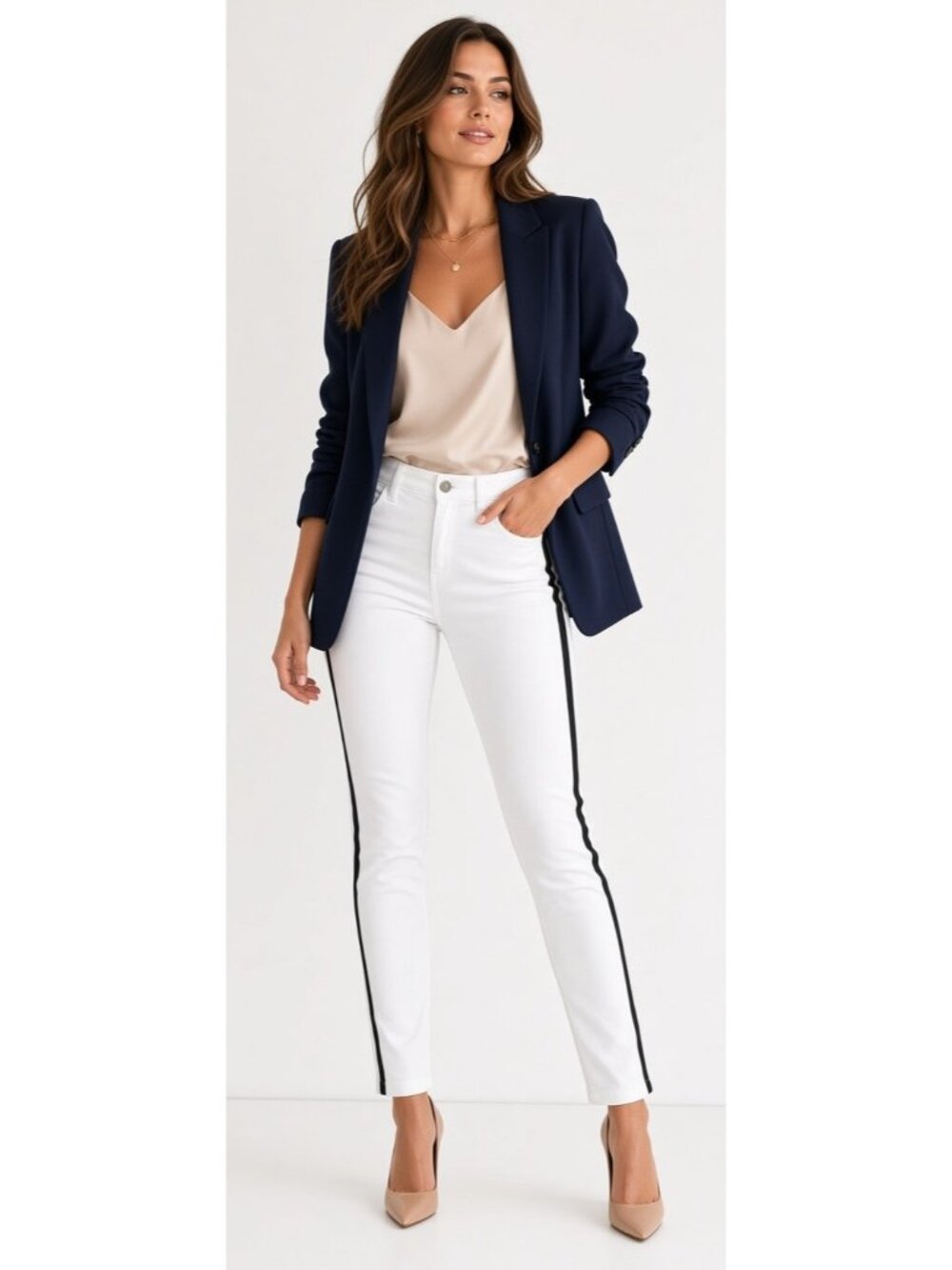New Anatomie Luisa White Black Stripe Travel Skinny Jeans Pants Sz XS